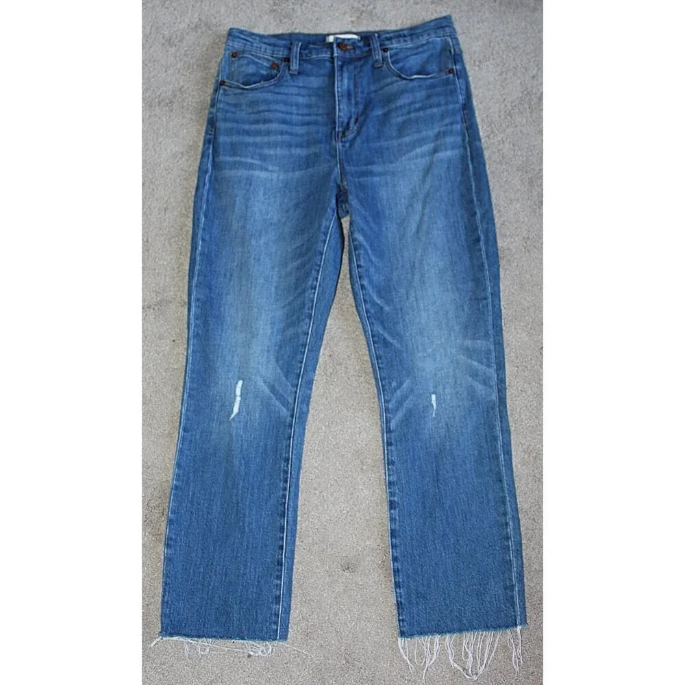 Madewell - High Rise, Slim Crop Boy Jean - Raw Hem Edition in Medium Wash, 27 - Picture 3 of 10